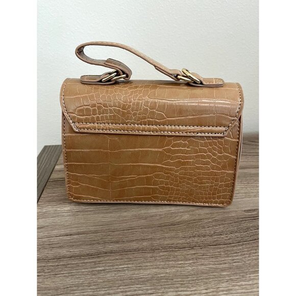 NWT Retro Vintage Inspired Tan Snakeskin Top Handle Handbag - Picture 5 of 6